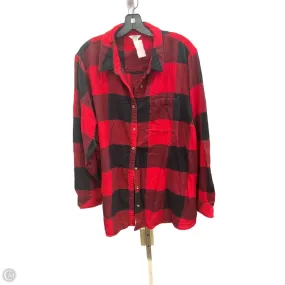 Tubular Body Construction Top Long Sleeve By Sonoma In Plaid Pattern, Size: 3x