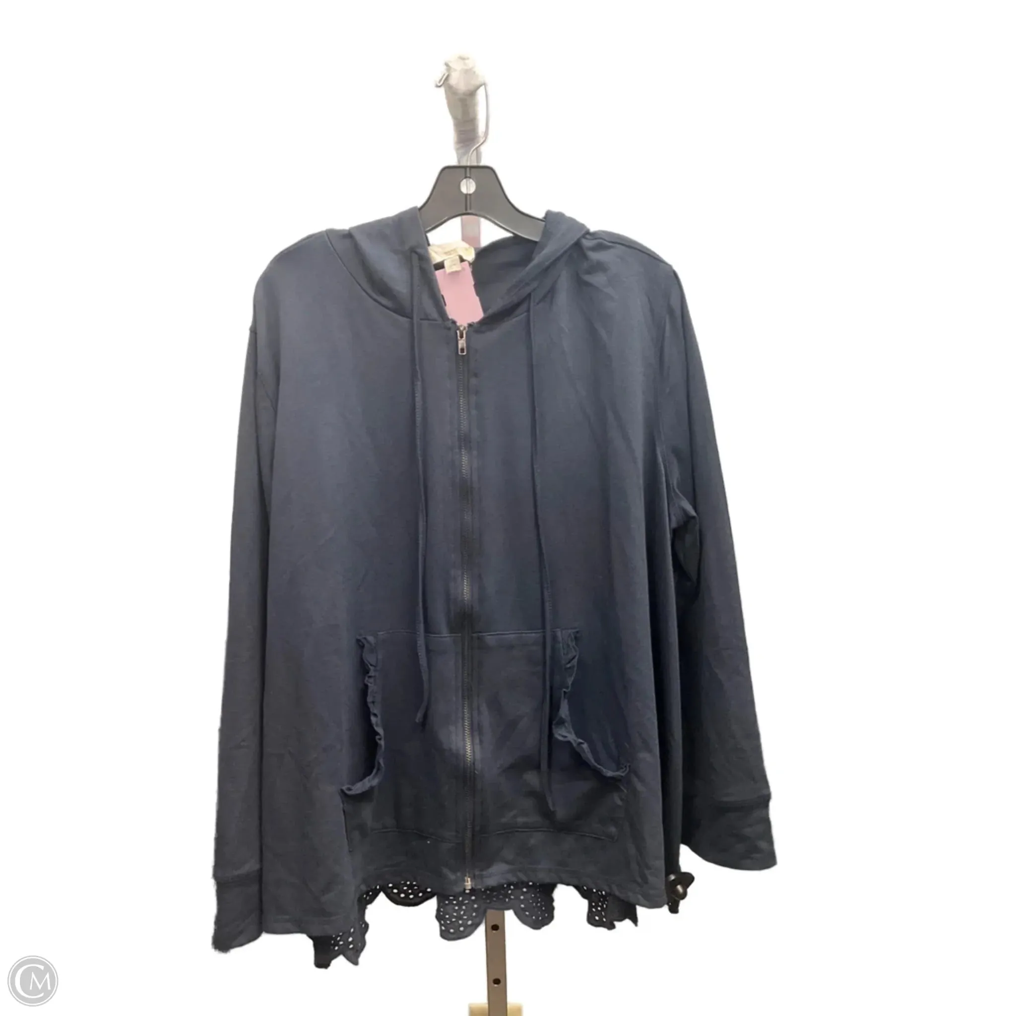 Top Long Sleeve By Suzanne Betro In Navy, Size: 3x Anti Pilling TaglessCollars