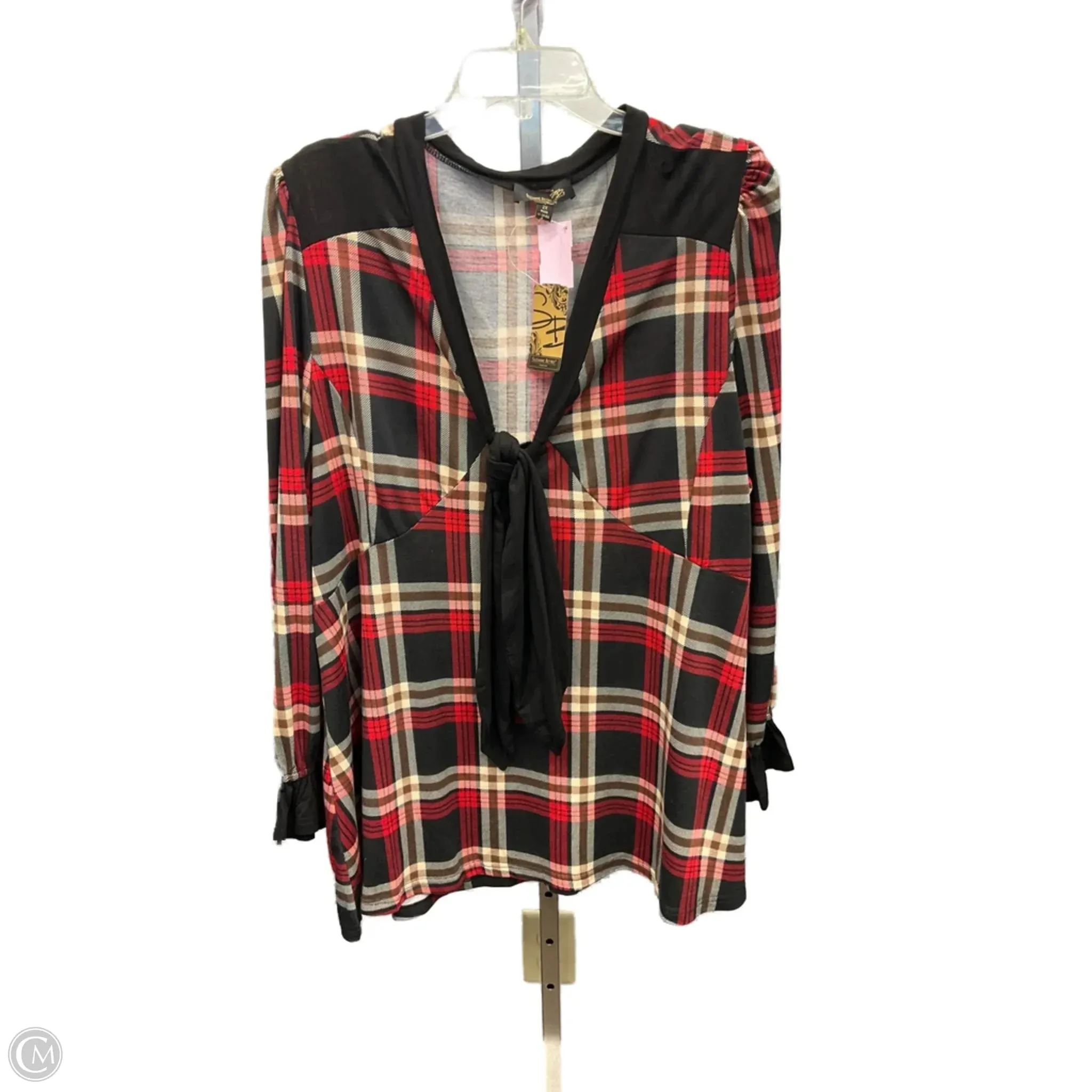 Top Long Sleeve By Suzanne Betro In Plaid Pattern, Size: 2x Sustainable Base