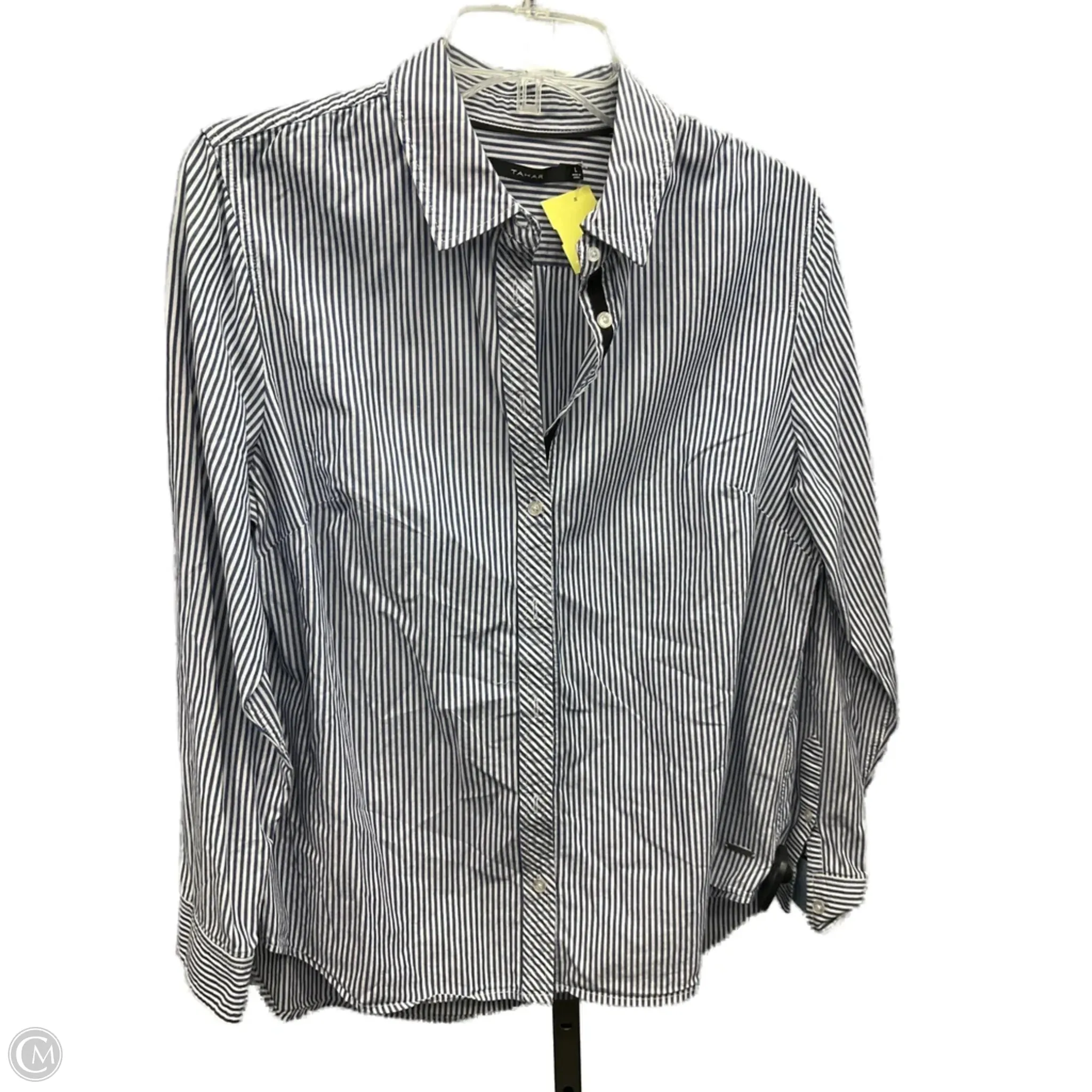 Top Long Sleeve By T Tahari In Striped Pattern, Size: L TaglessNecklineComfort
