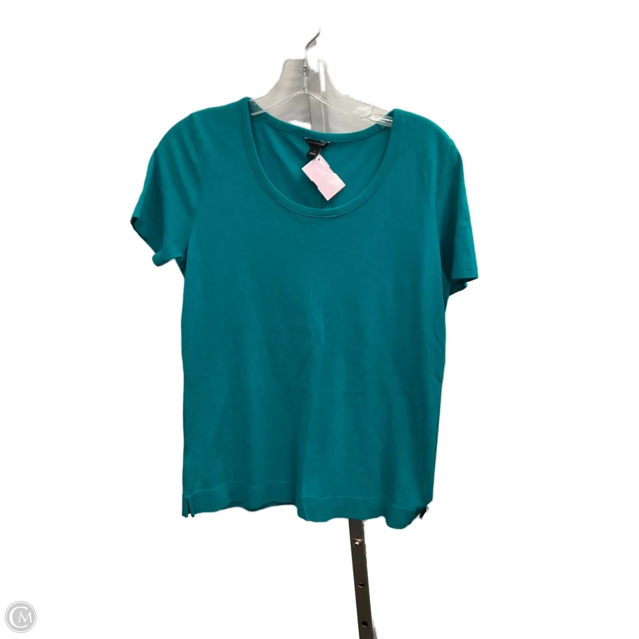 AbrasionResistant Material AntiPilling Fabric Top Short Sleeve Basic By Ann Taylor In Teal, Size: S