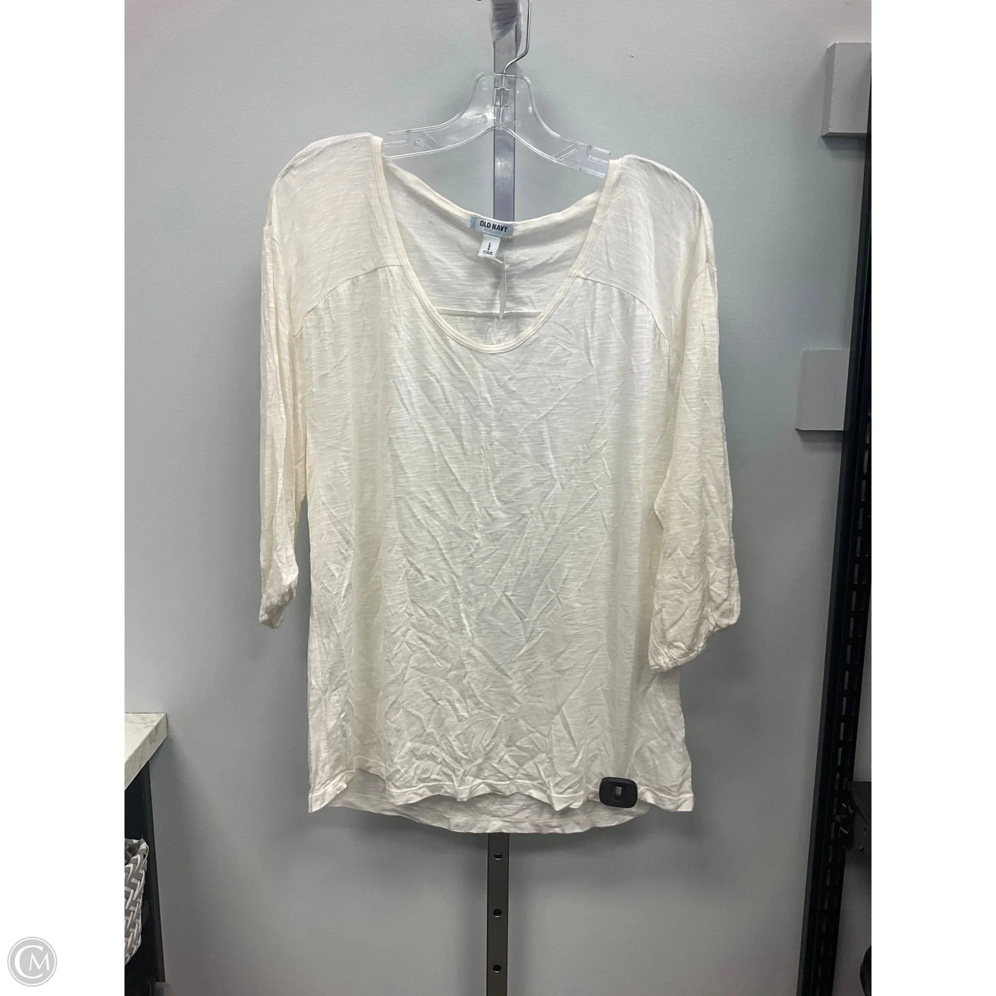 Top Short Sleeve Basic By Old Navy In Cream, Size: L AllDay Comfort Tech