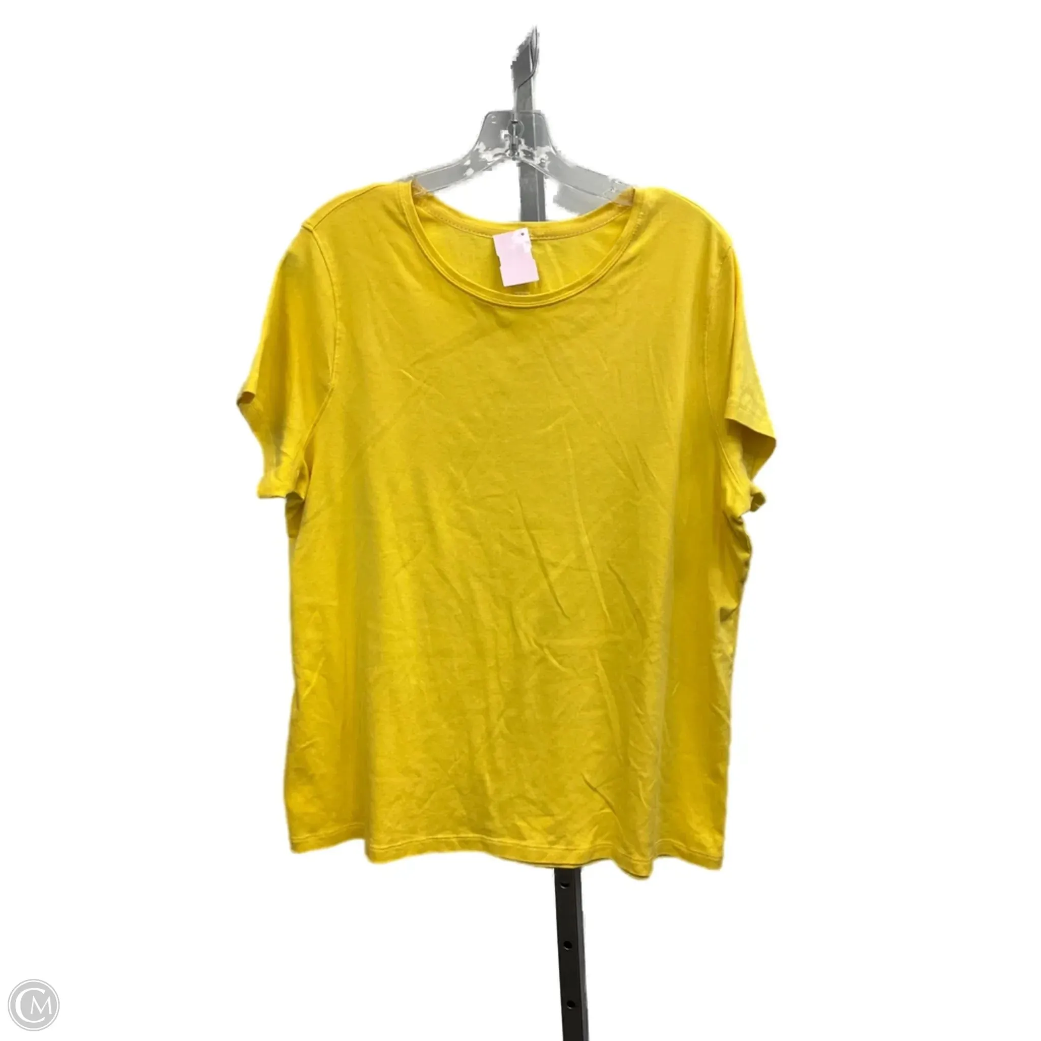 ErgonomicCut NoSlip Hem Top Short Sleeve Basic By St Johns Bay In Yellow, Size: 2x