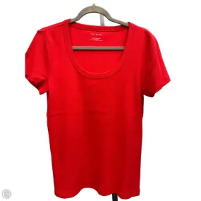 Unlined Design Office Wear Top Short Sleeve Basic By Talbots In Red, Size: L