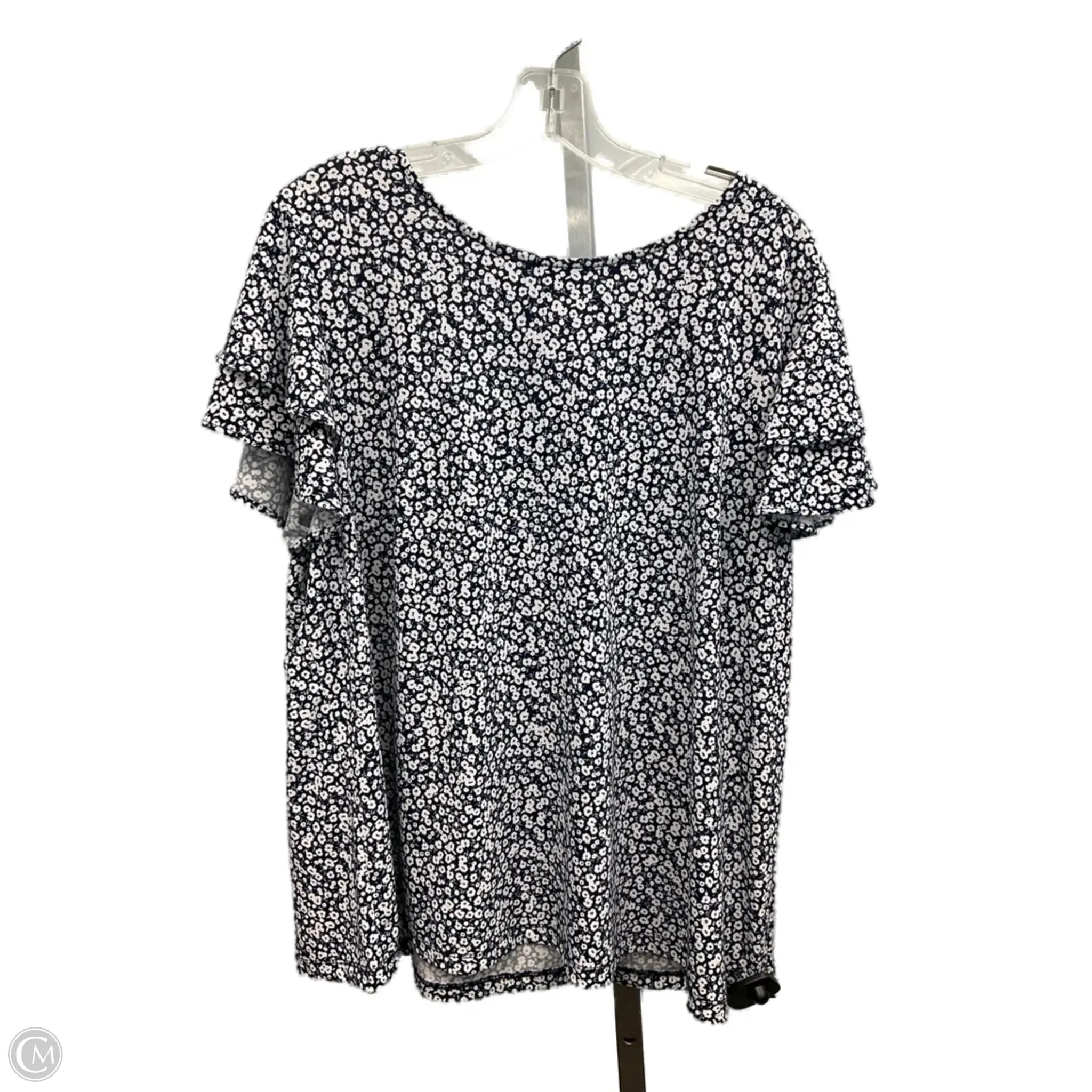 Top Short Sleeve By Adrianna Papell In Floral Print, Size: 2x CompressionEnhanced Fit
