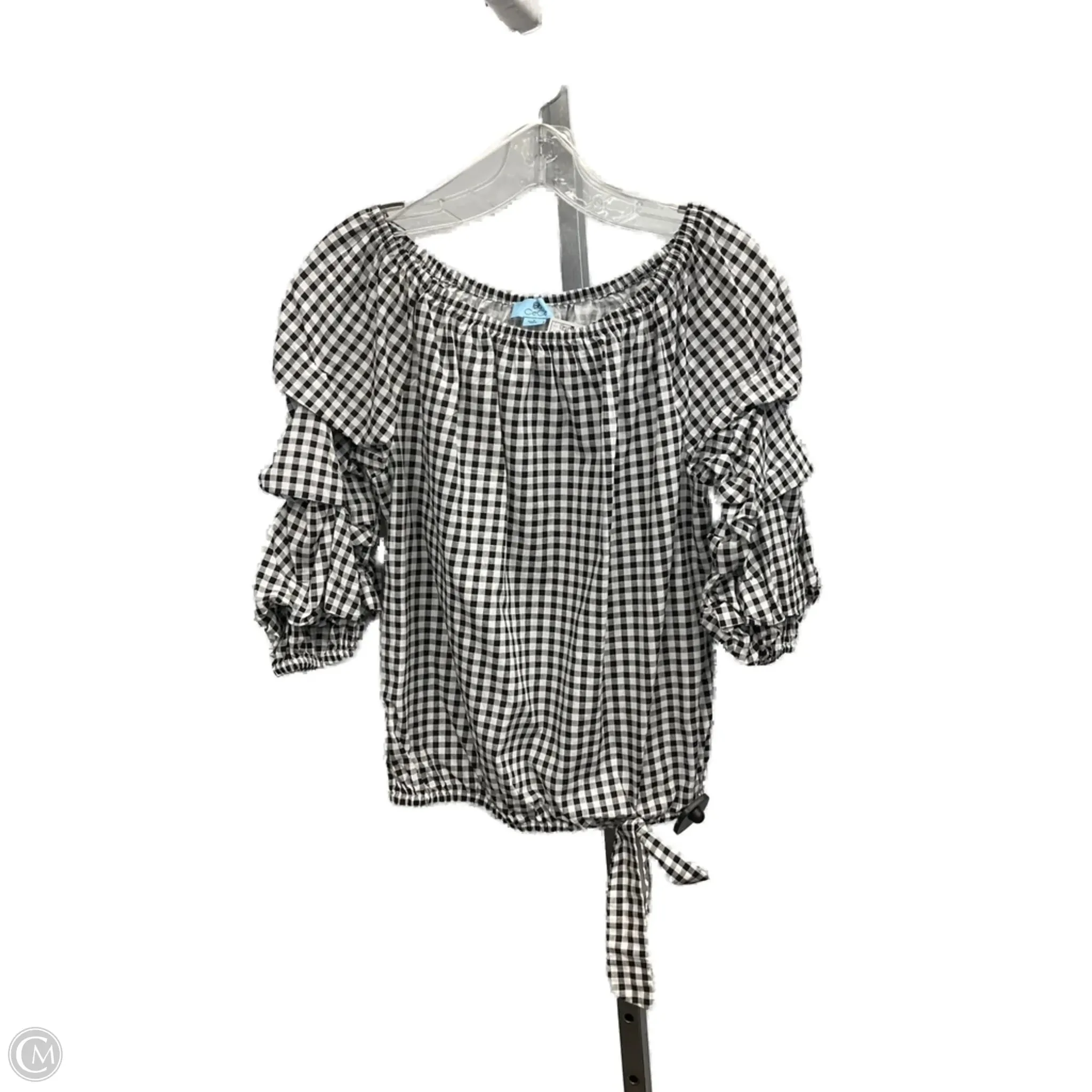 Cozy Wear Top Short Sleeve By Cece In Checkered Pattern, Size: S