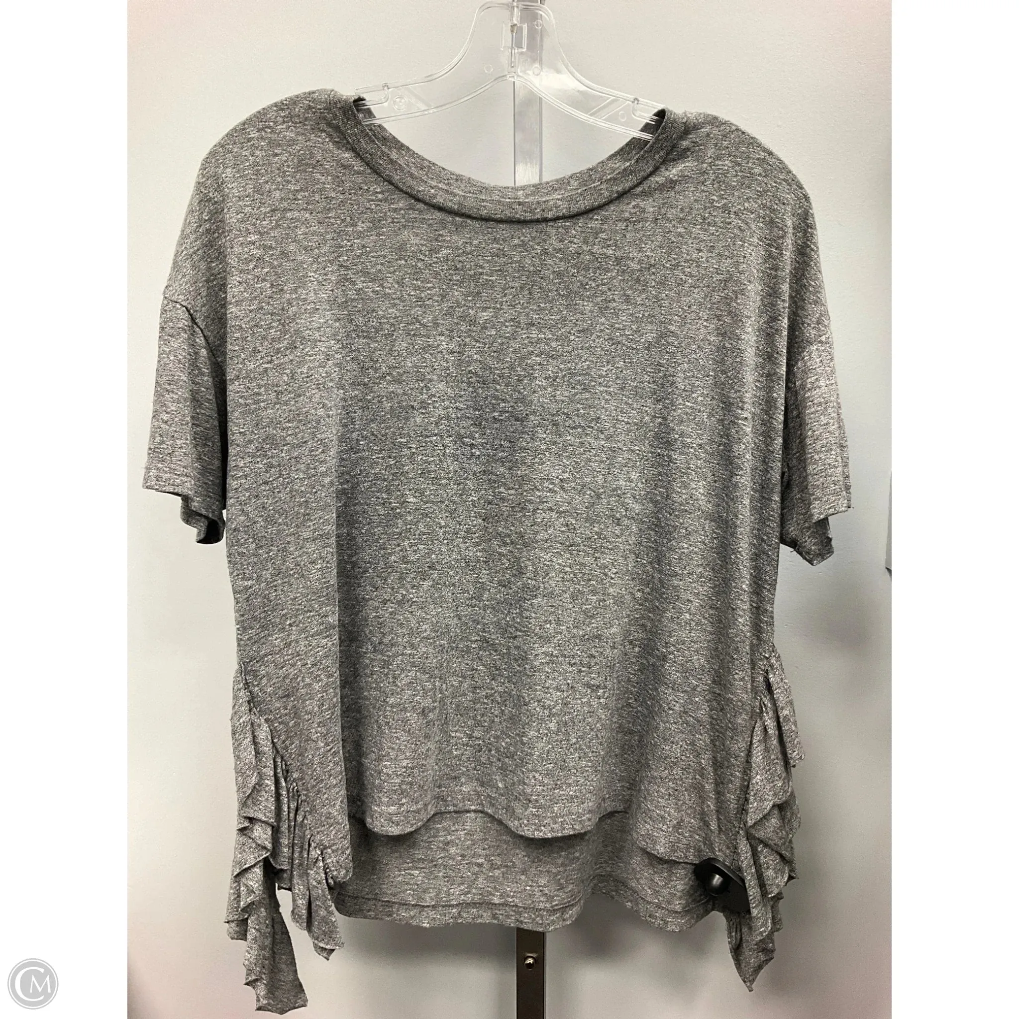 Top Short Sleeve By Current Elliott In Grey, Size: Xs Crystal Soul Glitter Glow