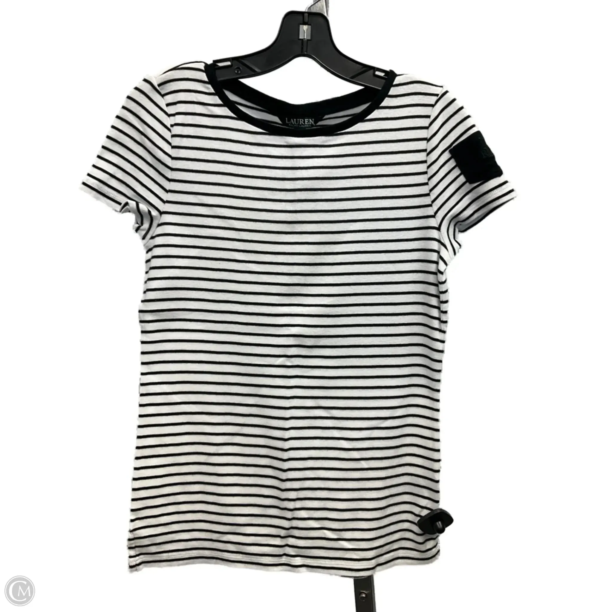 Relaxed Silhouette Top Short Sleeve By Lauren By Ralph Lauren In Striped Pattern, Size: M