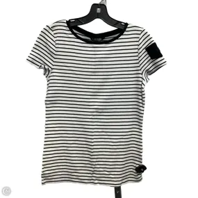 Relaxed Silhouette Top Short Sleeve By Lauren By Ralph Lauren In Striped Pattern, Size: M
