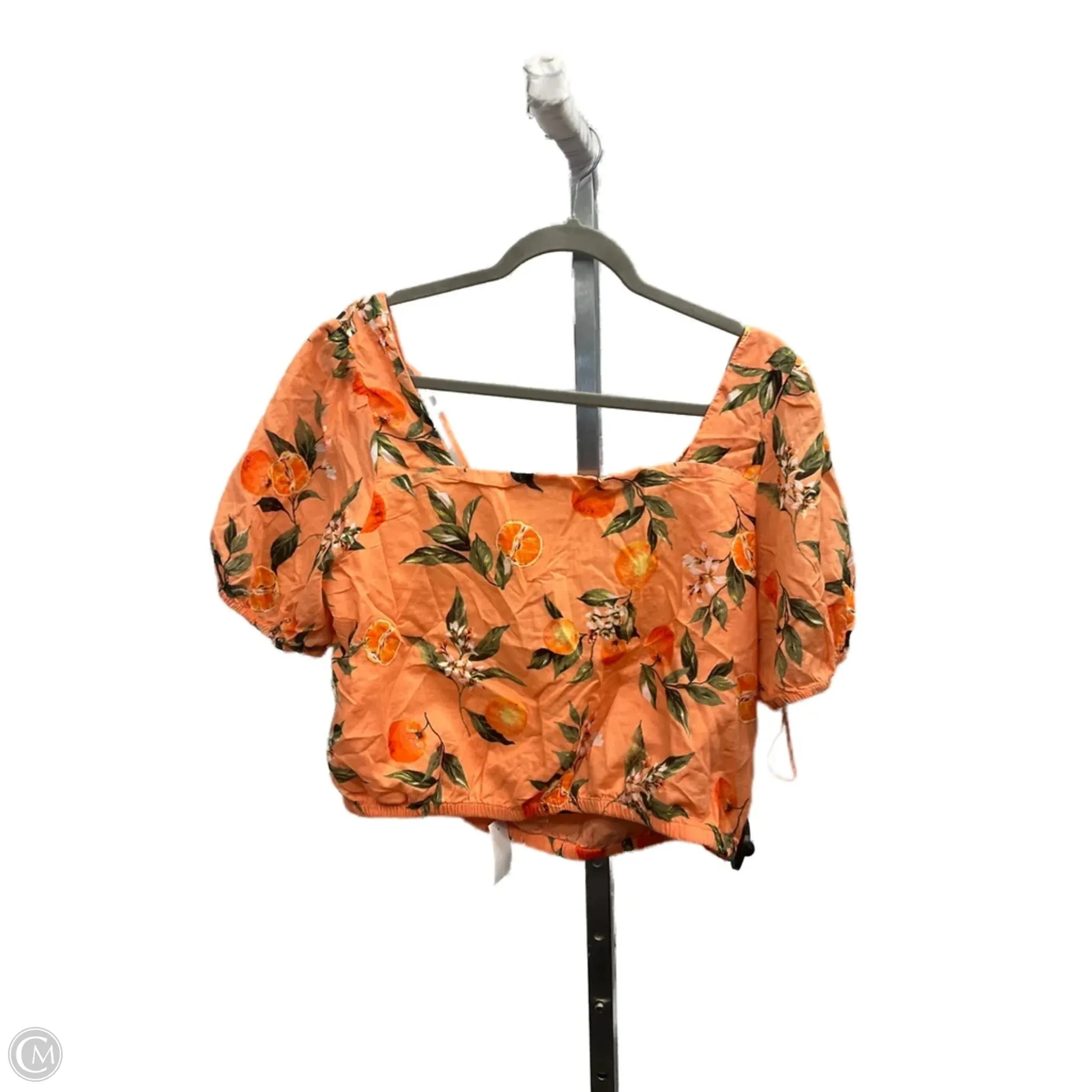 NonIrritating Stitching Top Short Sleeve By Loft In Orange, Size: L