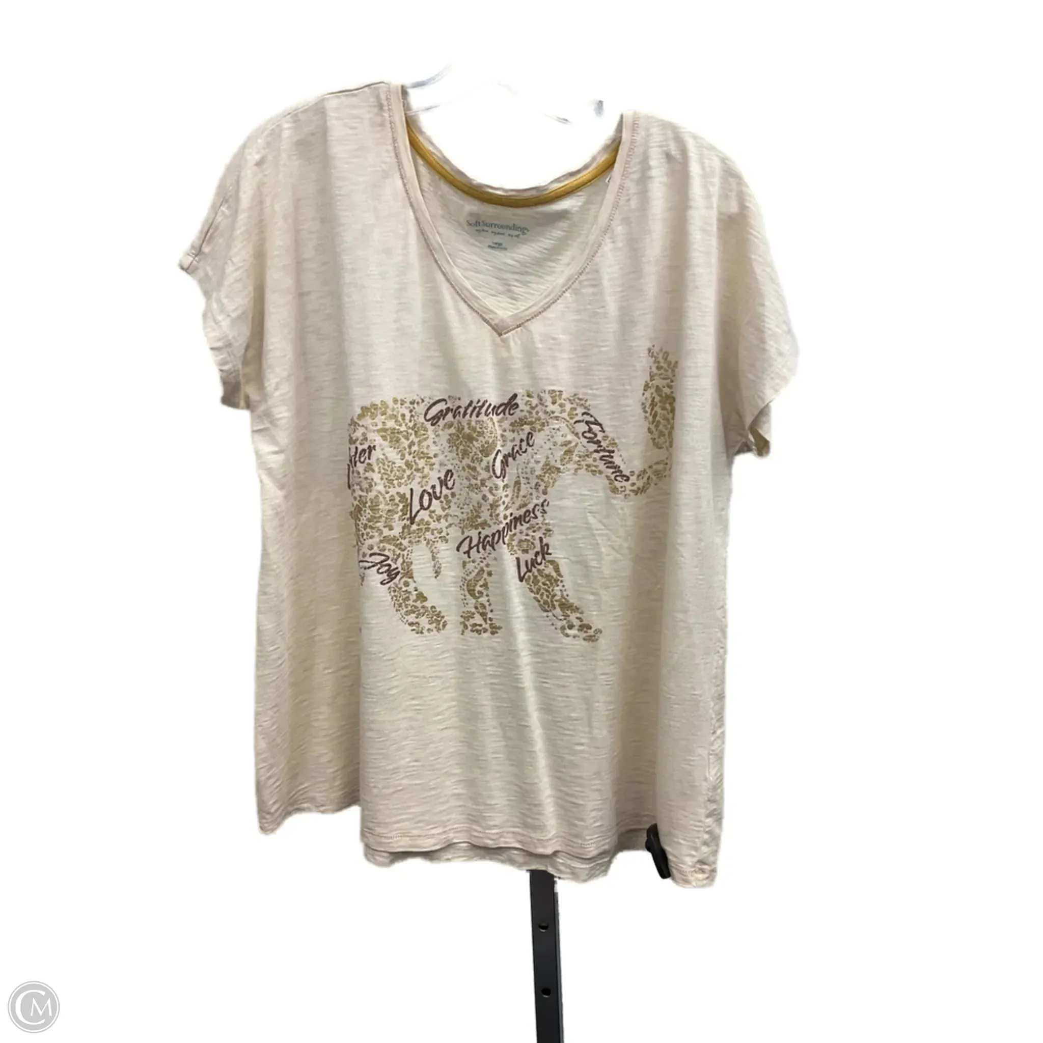Top Short Sleeve By Soft Surroundings In Cream, Size: L Love Core