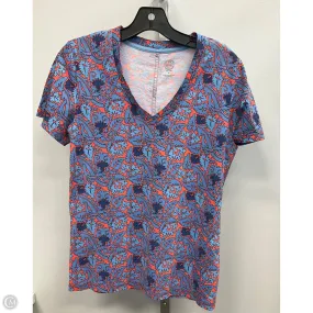 Sky Cool Top Short Sleeve Designer By Tory Burch In Blue & Orange, Size: S