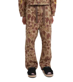 Kapital Herringbone Happy Peek-A-Boo Camo Easy Pants Beige StainlessZippers