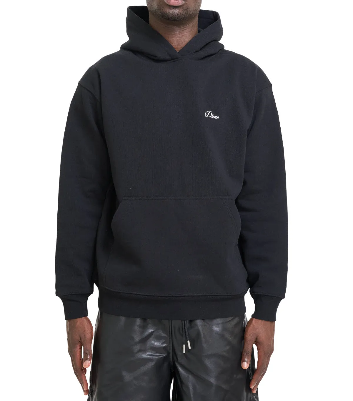 Dime Cursive Small Logo Hoodie Black LowProfile Fasteners