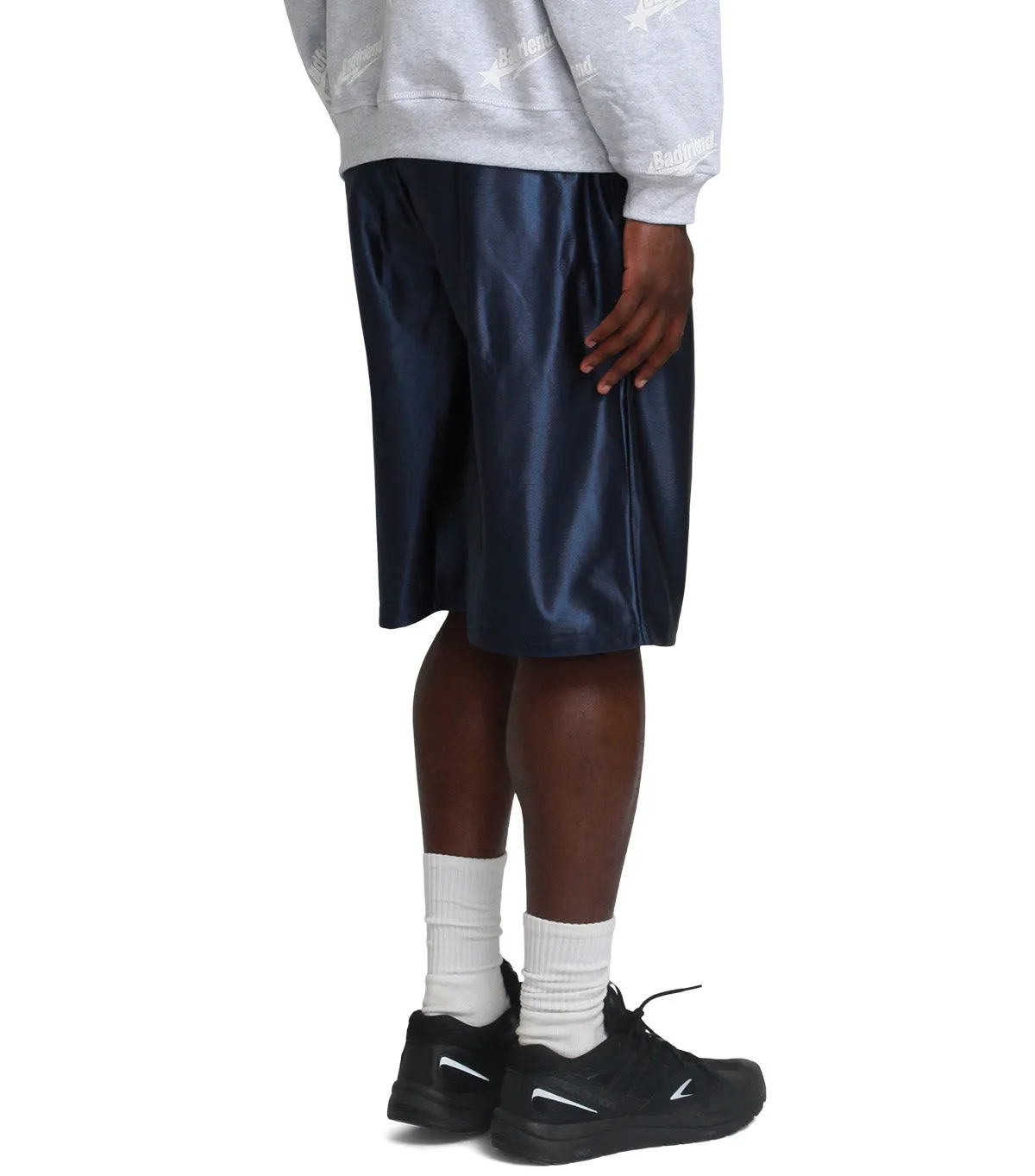 RecycledBlend Gloss Glow Badfriend Oval Baggee Basketball Shorts Navy