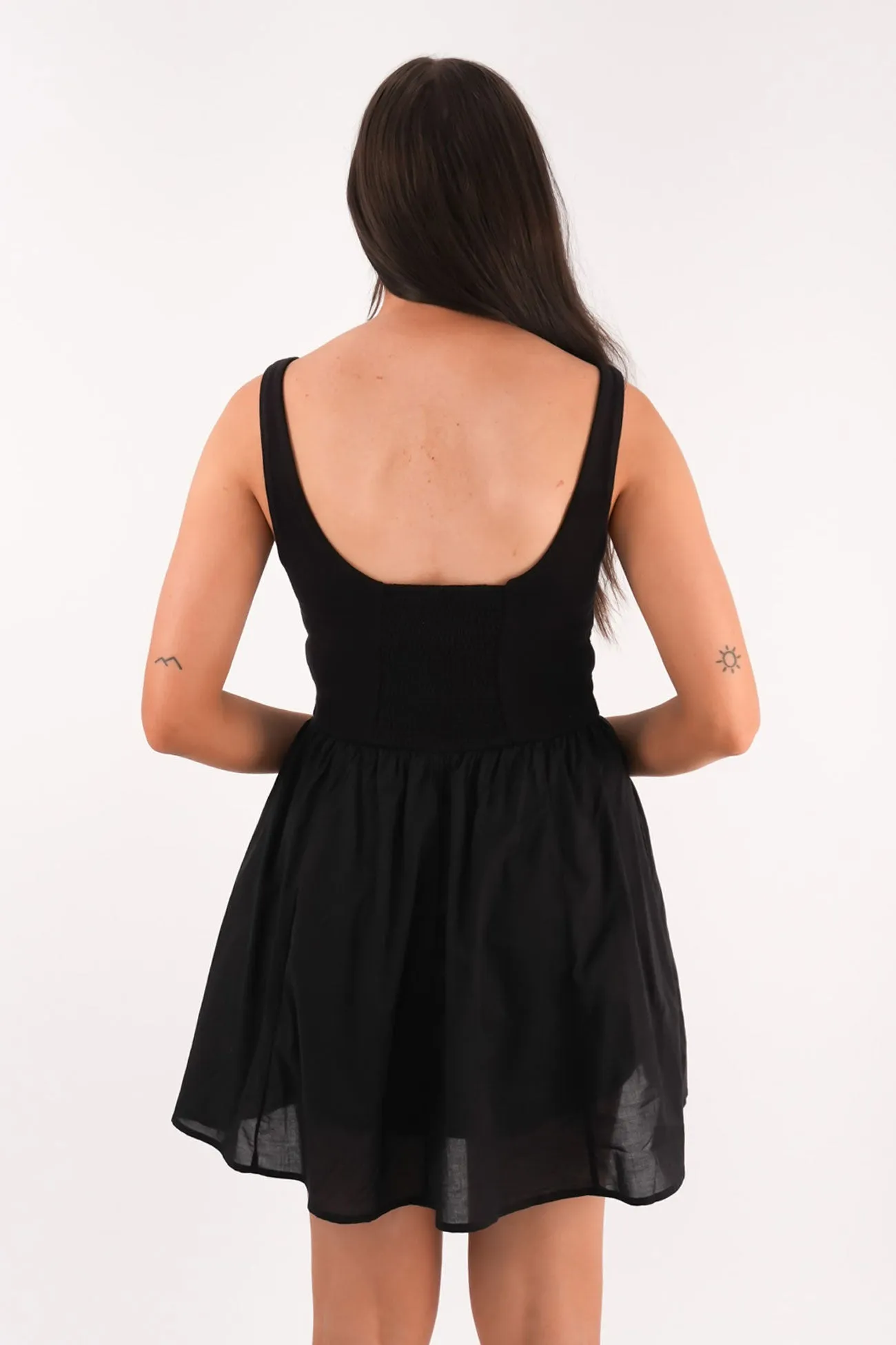 Regent Mini Dress Black Chic Layering Flowy Texture