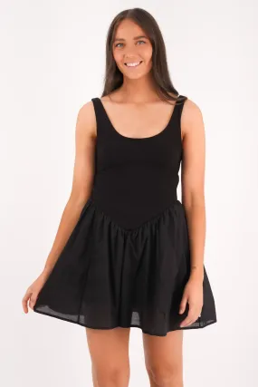 Belt Waist Regent Mini Dress Black