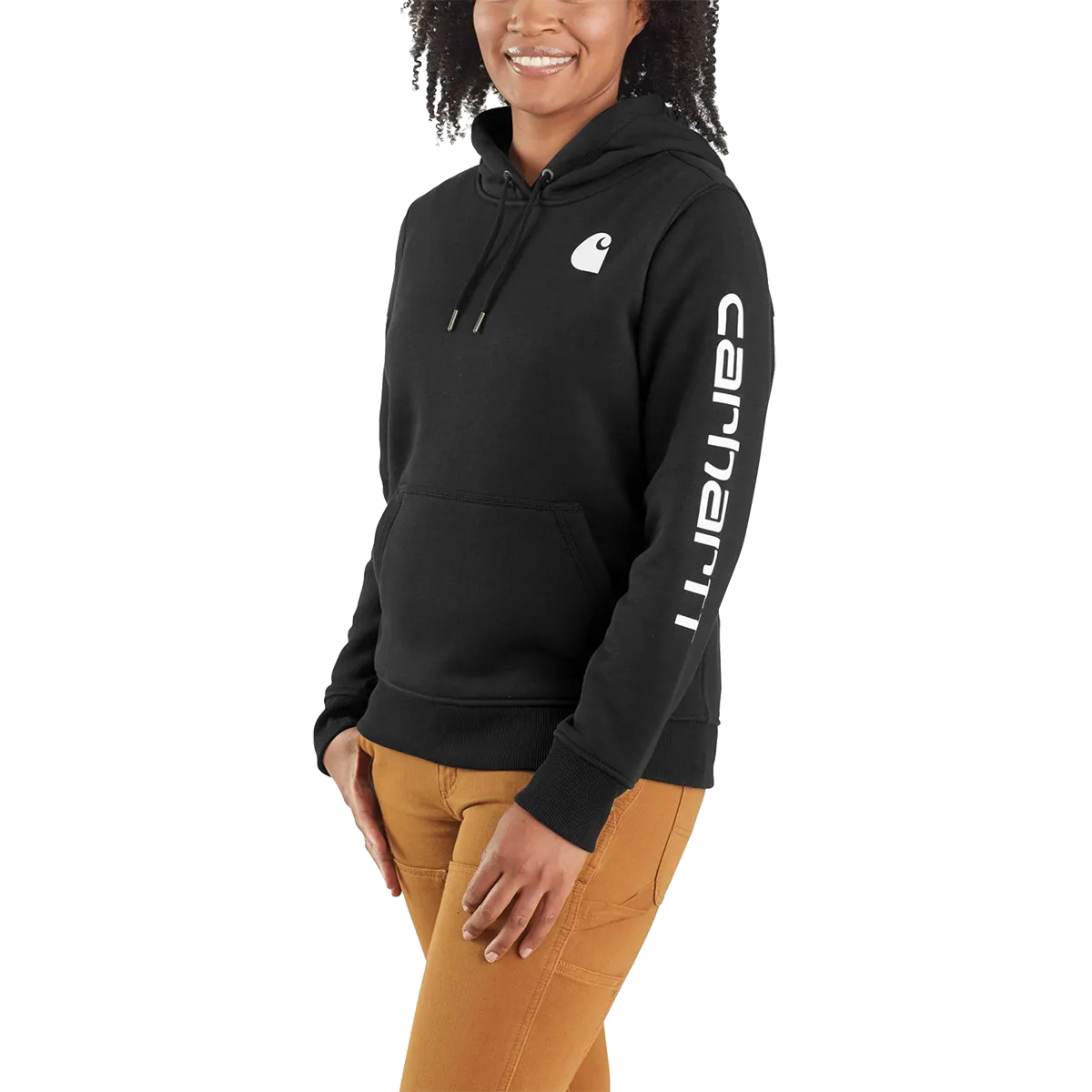 Harbor Style Women's Clarksburg Graphic Sleeve Logo Hooded Sweatshirt