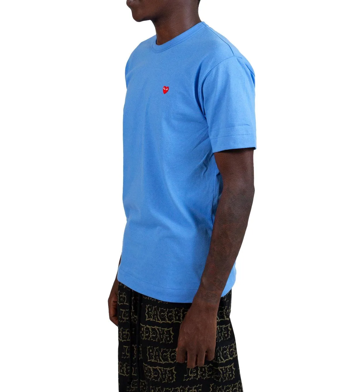 CdG PLAY Small Red Heart T-Shirt Blue FlexibleMaterial