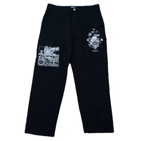 silk blend anti - static Obey Big Timer Twill Printed Carpenter Pants Digital Black