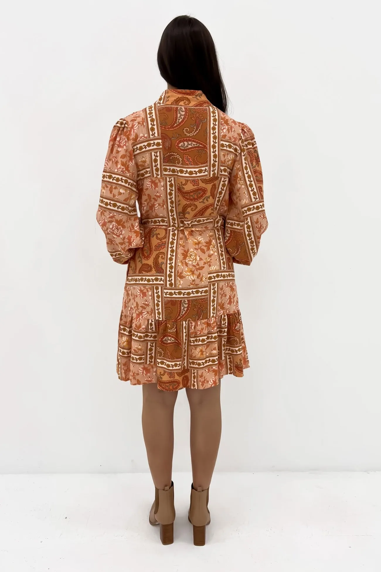 Vanessa Mini Dress Rust Hazel Elegant Touch Beaded-Edge