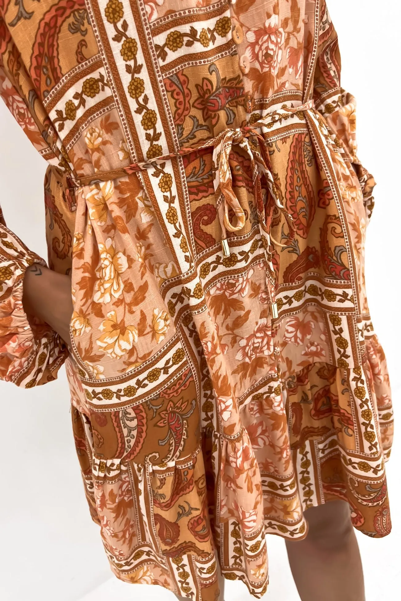 Vanessa Mini Dress Rust Hazel Simple Chic