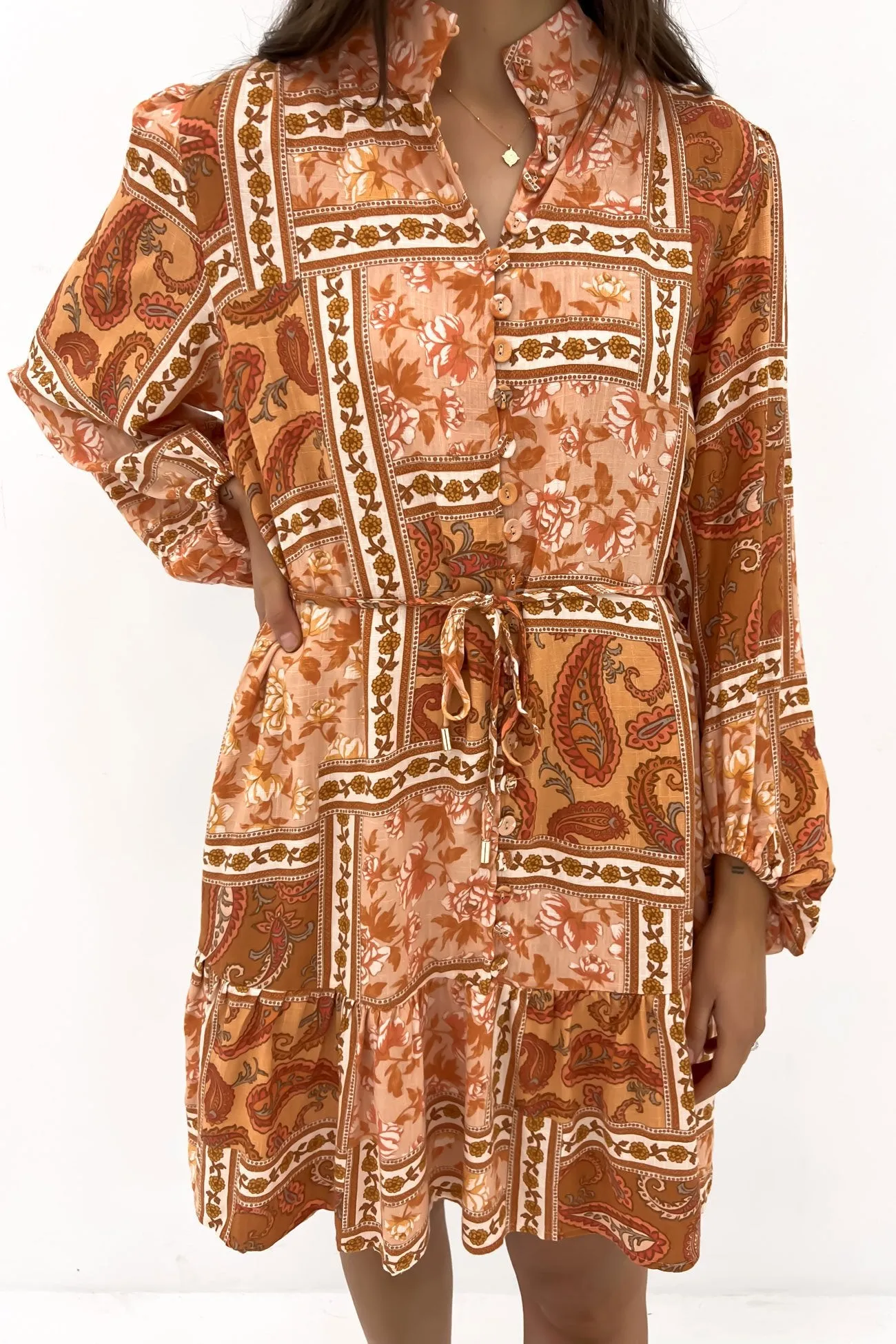 Vanessa Mini Dress Rust Hazel High Cut Soft Profile