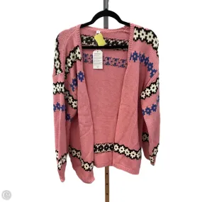 Cardigan By Clothes Mentor In Pink & White, Size: Xl StretchFabric Breathable Material