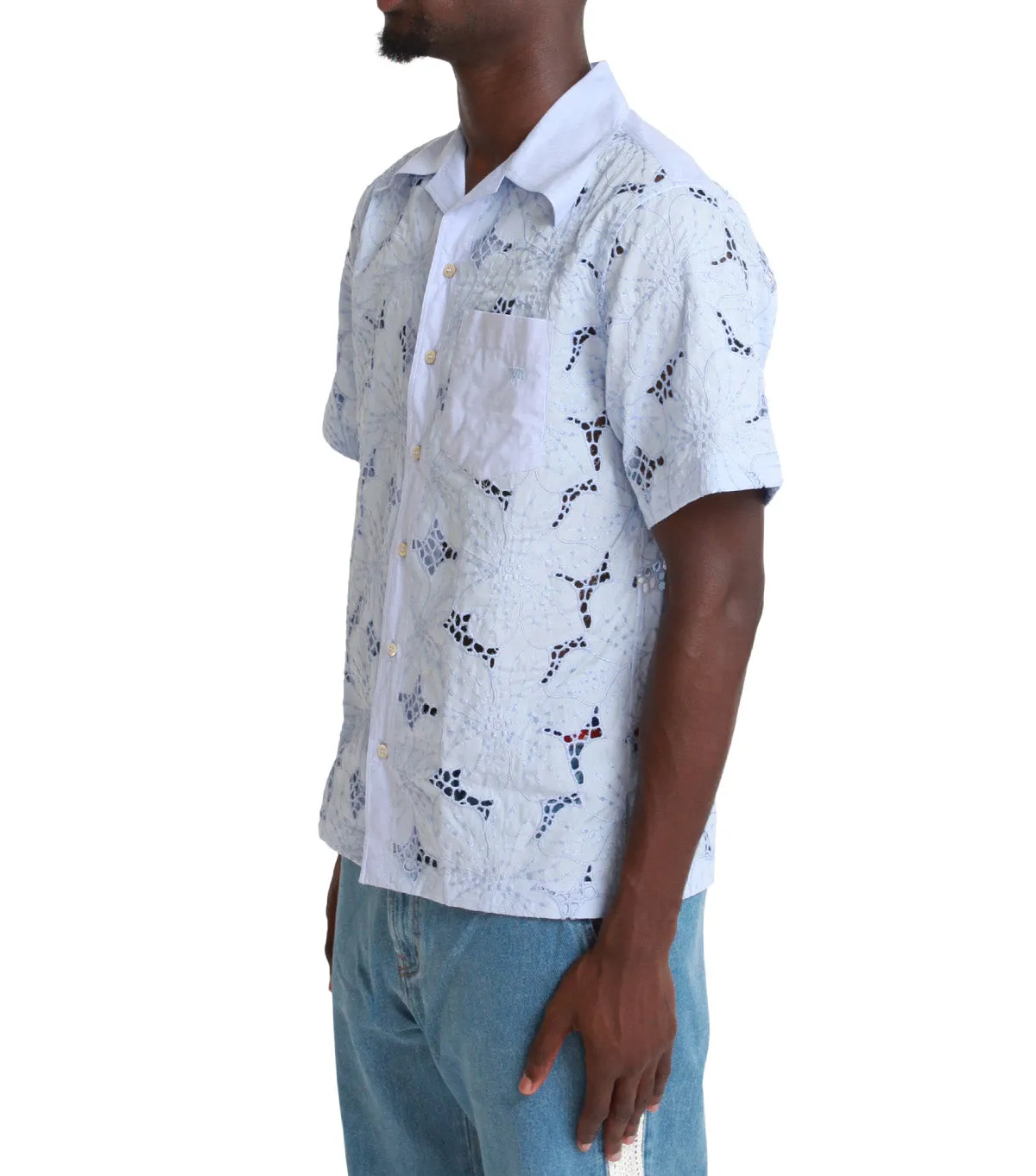 Wales Bonner Highlife Bowling Shirt Light Blue River Flow Parisian Chic