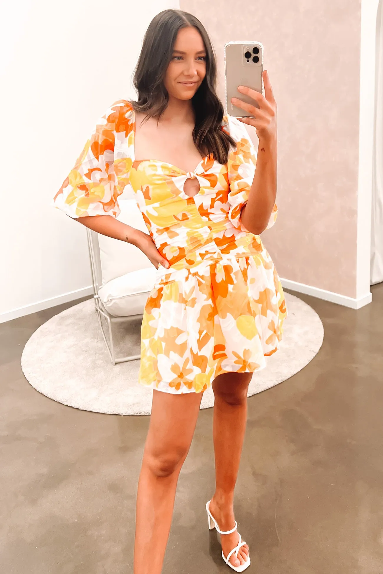 Whitney Mini Dress Yellow Floral Heritage-Brand