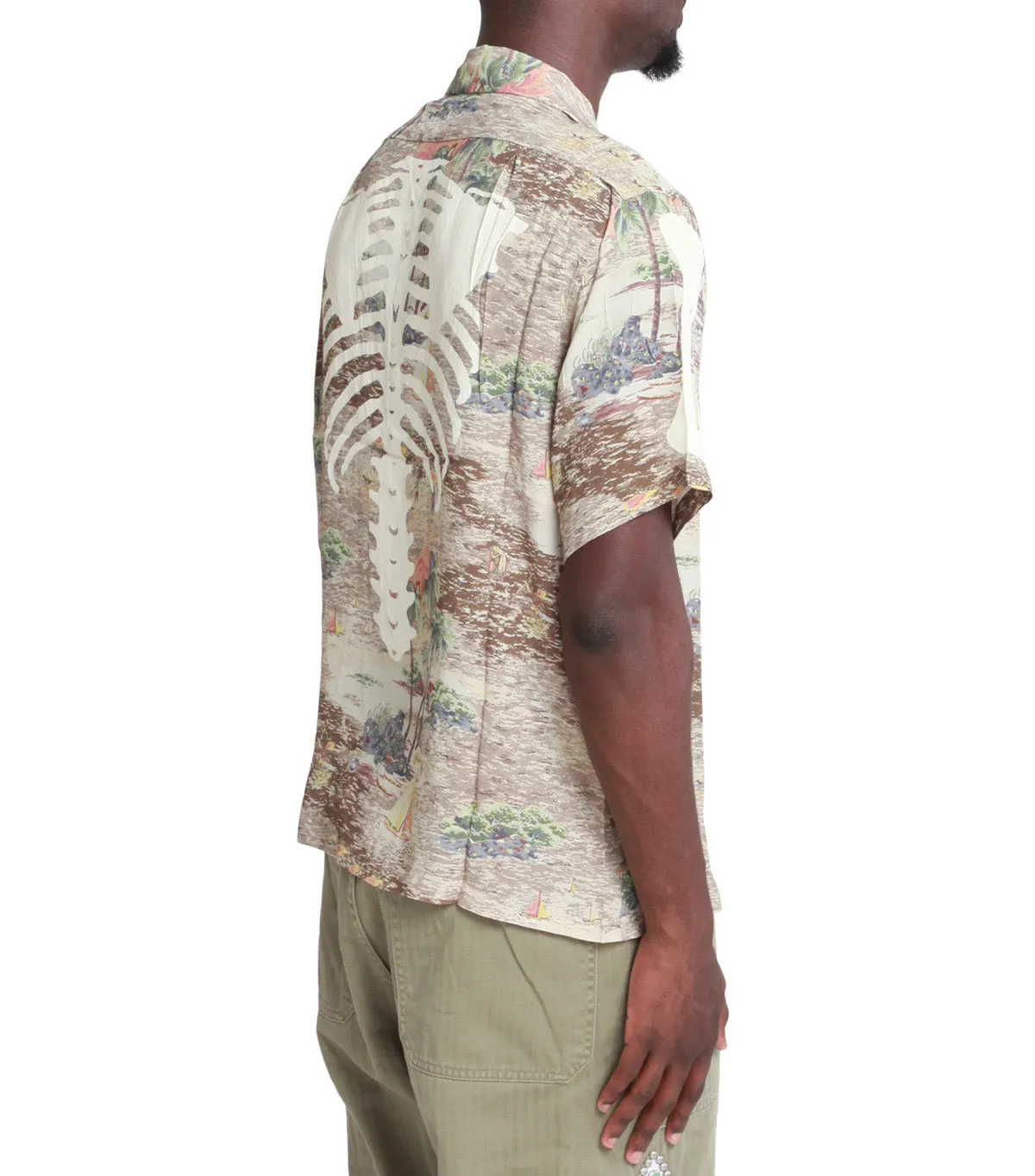 Kapital Rayon Kamekameha Bone Aloha Shirt Brown Trend Vibe