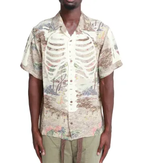 WaterRepellentSurface Kapital Rayon Kamekameha Bone Aloha Shirt Brown