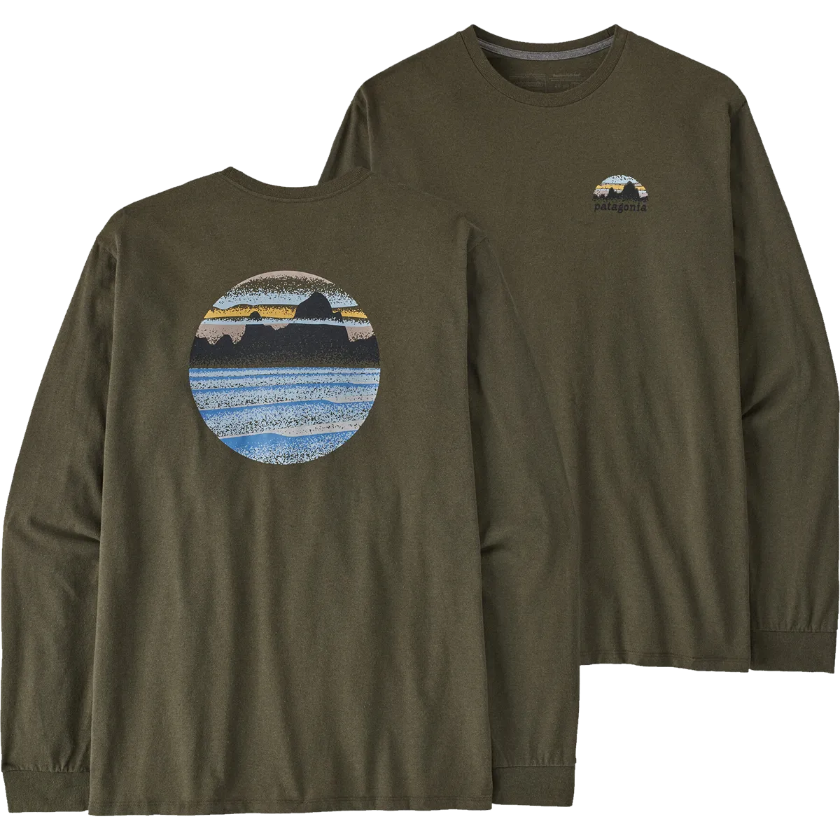 Men's Long Sleeve Skyline Stencil Responsibili-T DurableThreadwork MultiPocket