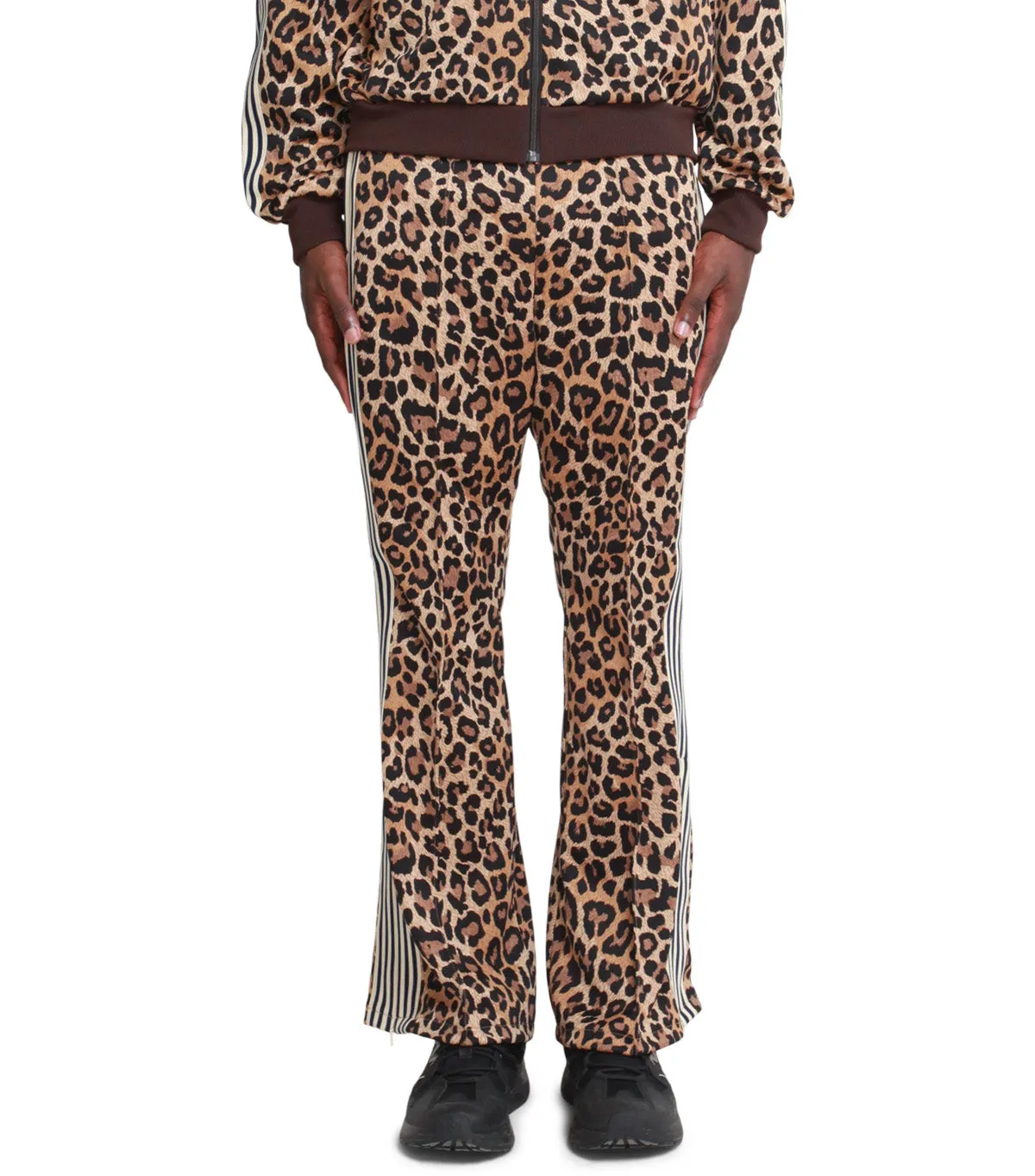 Kapital Smooth Jersey Leopard Stant Man & Woman Track Pants Brown Quiet Charm Reuse Mode