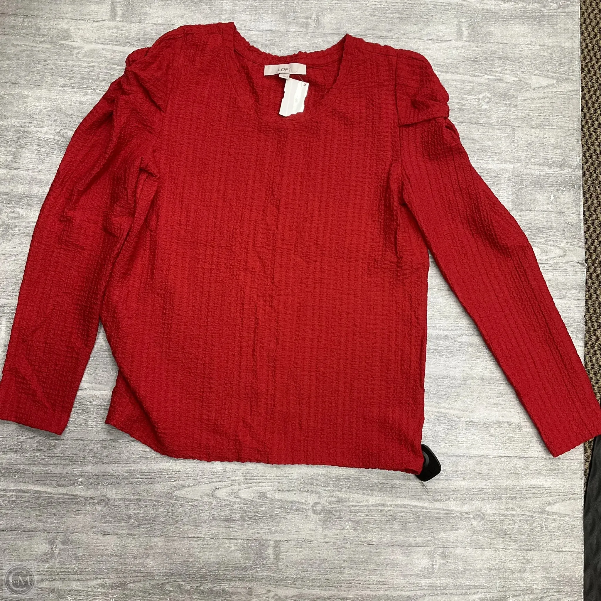 StretchableFabric Top Long Sleeve By Loft In Red, Size: L