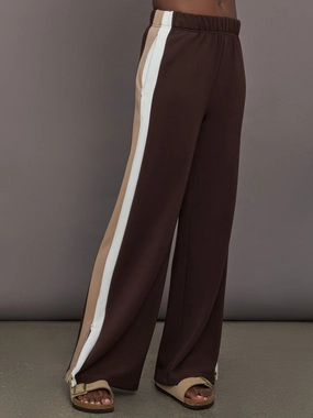 Wide Leg Track Pant in Scuba - Chocolate Torte QuickDry Lining