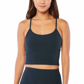 Women's Spacedye Slim Racerback Cropped Tank Relaxed Comfort Winter Sports Mesh Panel