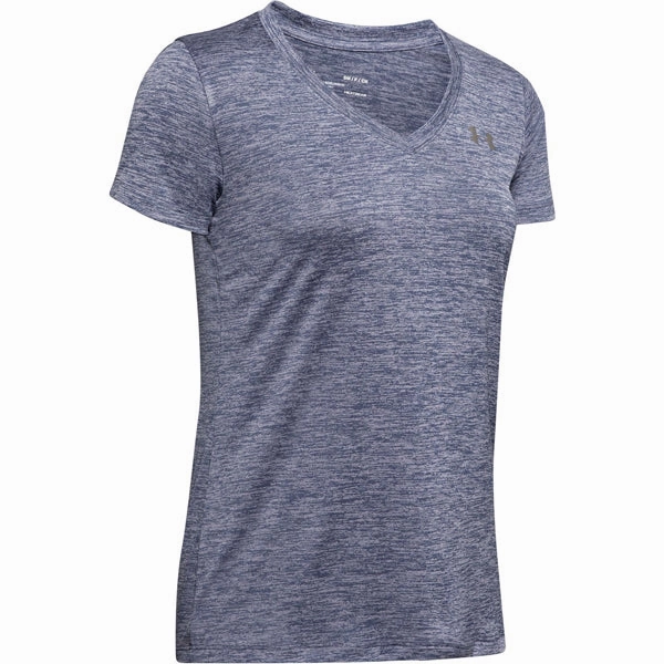 binding Embroidered Details Women's Tech Twist Short Sleeve V-Neck