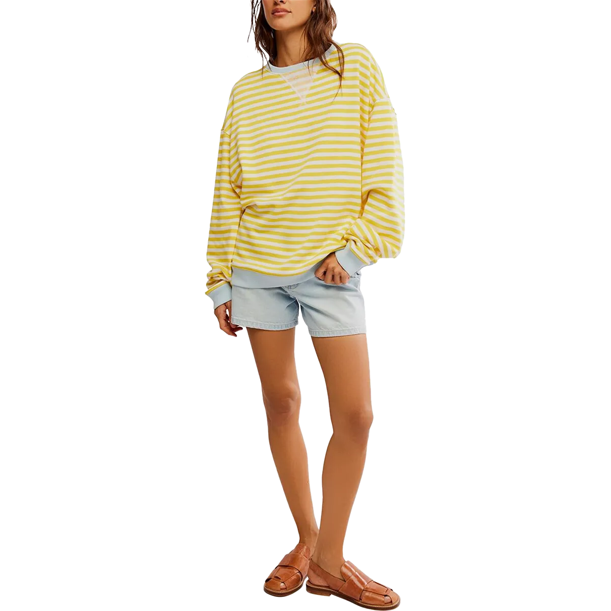 Women's Classic Striped Crew Fur Fit LayeredPanels