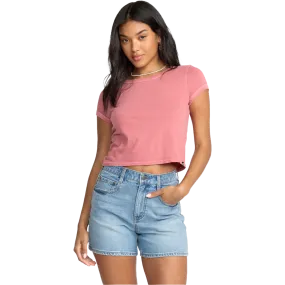 Flexible Material Women's Daily Tee Short Sleeve Knit