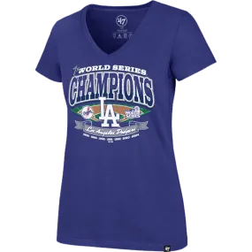 Italian Flair LightweightWeave Women's Dodgers Playoff Ultra Rival V-Neck Tee