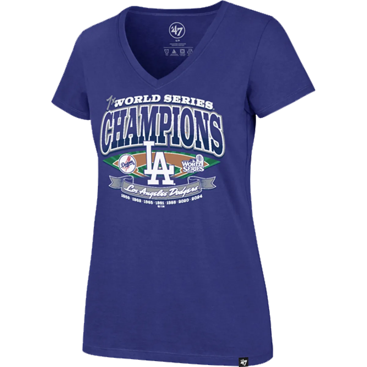 Italian Flair LightweightWeave Women's Dodgers Playoff Ultra Rival V-Neck Tee