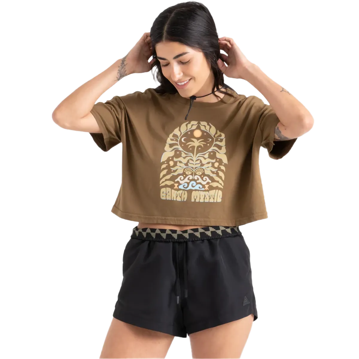 Women's Earth Mystic Boxy Crop SustainableYarnBlend FlatlockSeaming