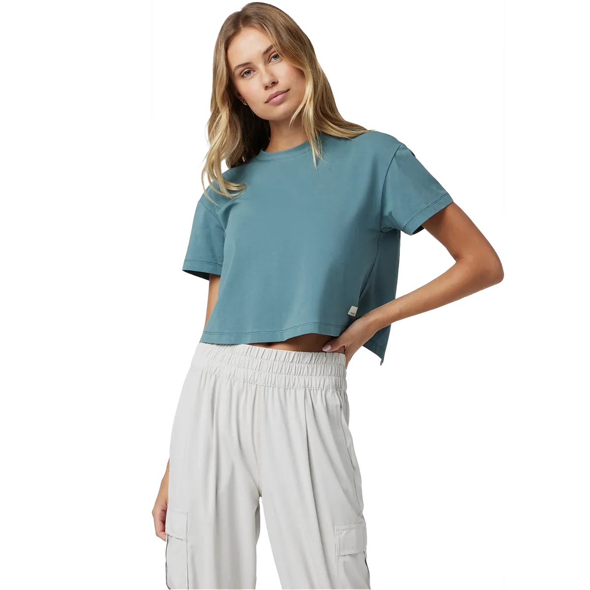 Group Mood Women's Feather Cross Back Short Sleeve