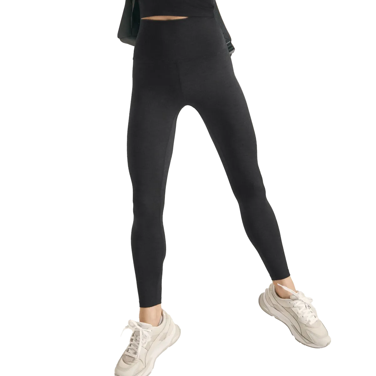Women's Heather Rib High Waisted Midi Legging Elegant Glow Cozy Vibe