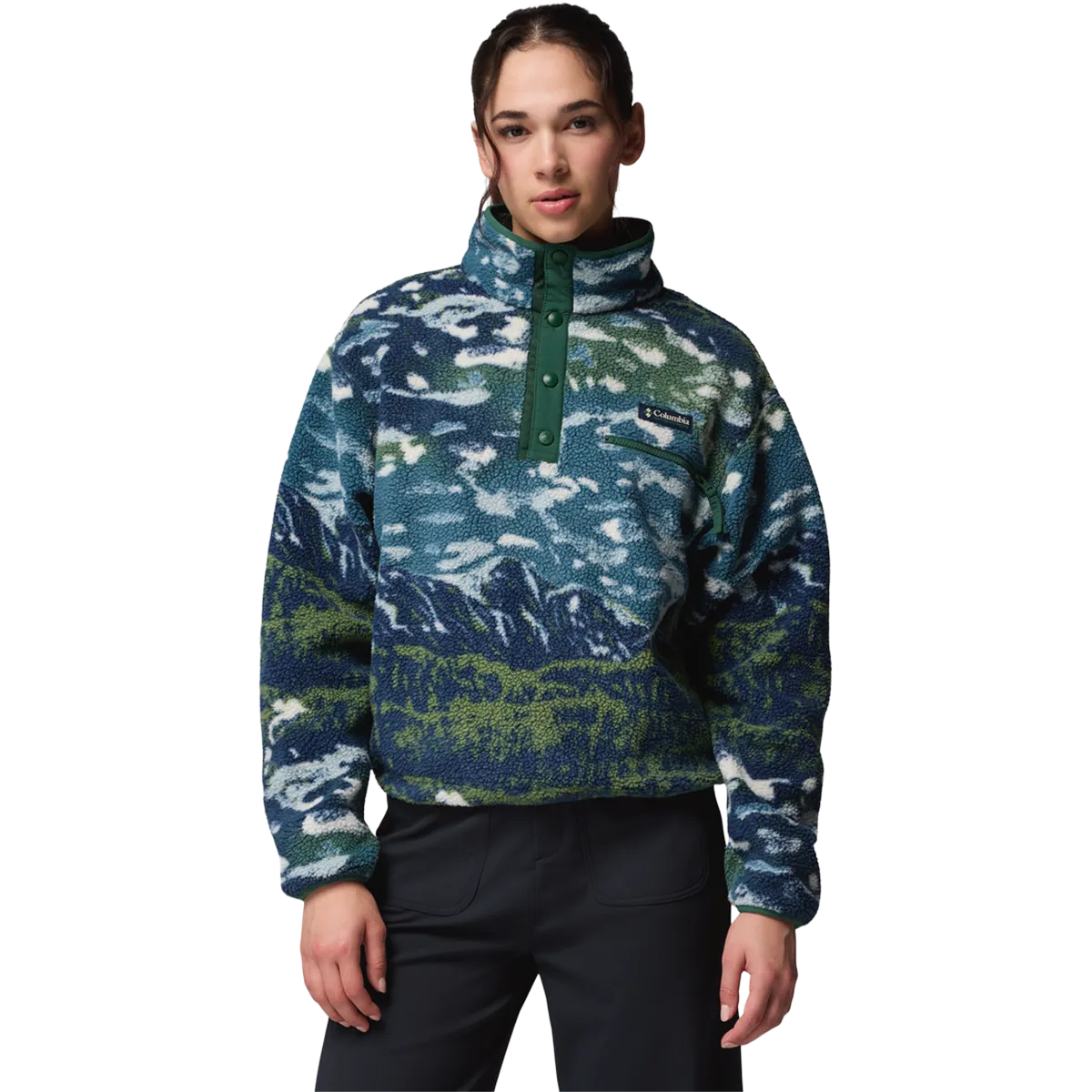 Royal Charm Women's Helvetia II Printed Crop 1/2 Snap Pullover