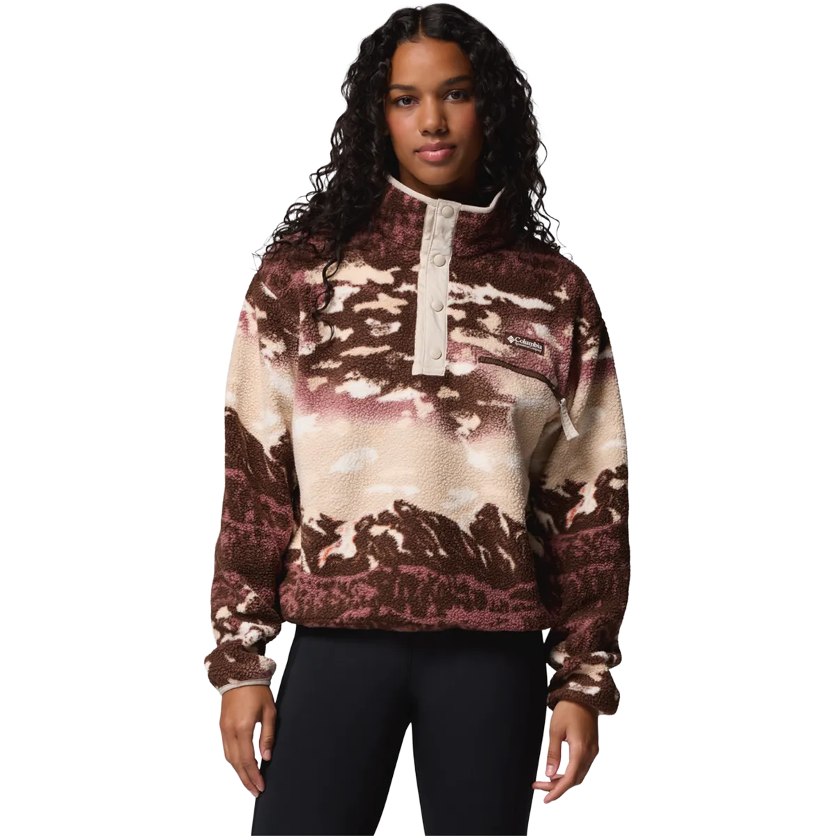 Women's Helvetia II Printed Crop 1/2 Snap Pullover Red Flash