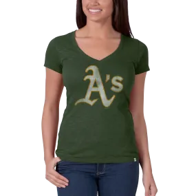 Women's Oakland A's V-Neck Scrum Tee Magnetic Closure Team Vibe