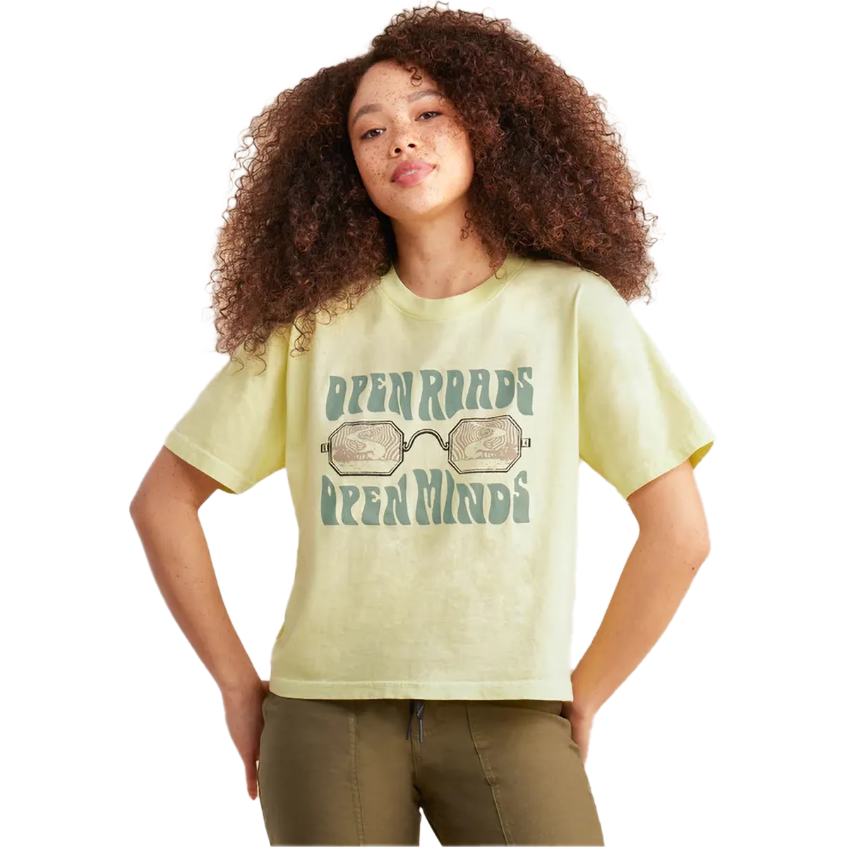 Ocean Glow AntiStatic Lining Women's Open Roads Boxy Crop Tee