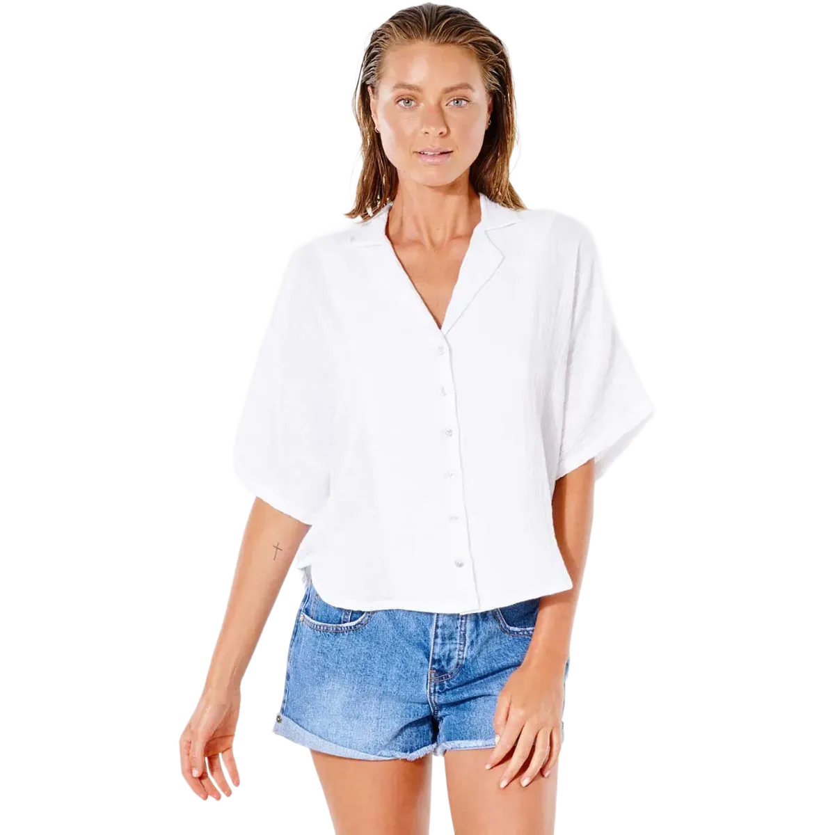 Women's Premium Surf Short Sleeve Shirt Loose Fit UVProtection Coating